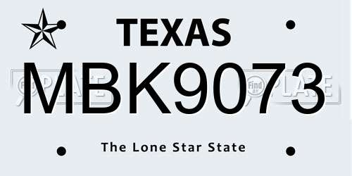 MBK9073 Texas License Plate