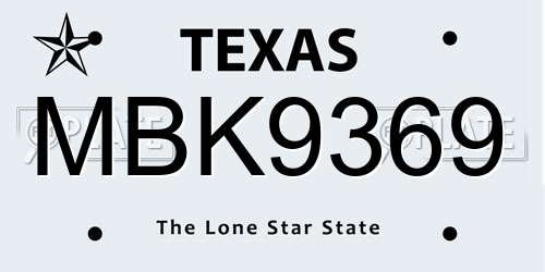 MBK9369 Texas License Plate