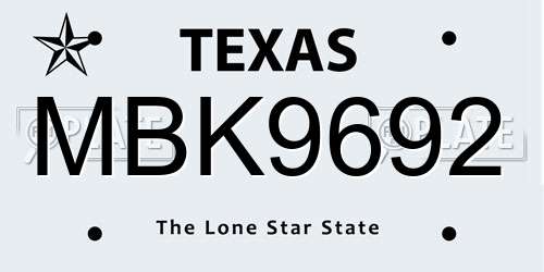 MBK9692 Texas License Plate