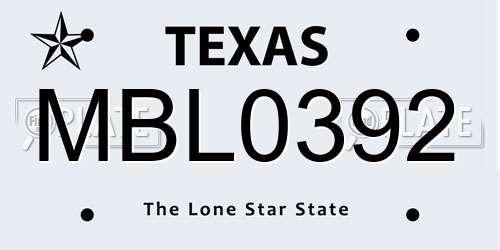 MBL0392 Texas License Plate