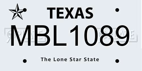 MBL1089 Texas License Plate