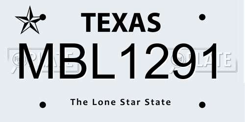 MBL1291 Texas License Plate