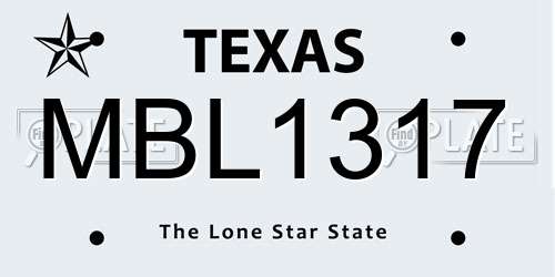 MBL1317 Texas License Plate