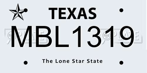 MBL1319 Texas License Plate