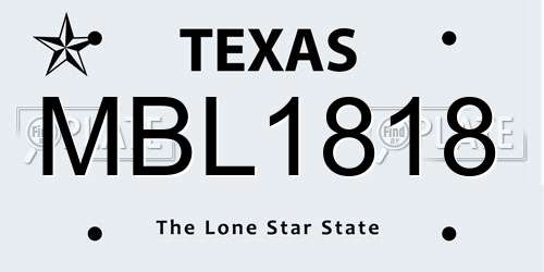 MBL1818 Texas License Plate