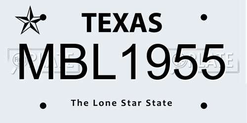 MBL1955 Texas License Plate
