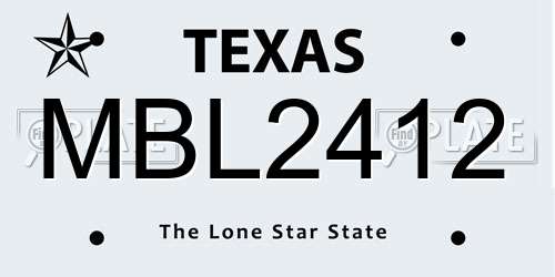 MBL2412 Texas License Plate
