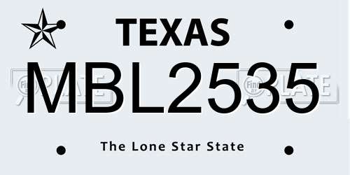 MBL2535 Texas License Plate