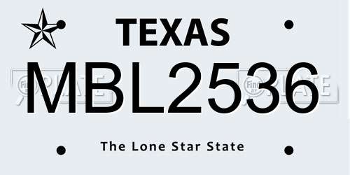 MBL2536 Texas License Plate