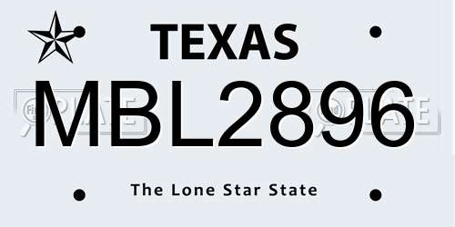 MBL2896 Texas License Plate