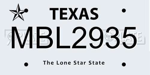 MBL2935 Texas License Plate