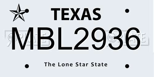 MBL2936 Texas License Plate