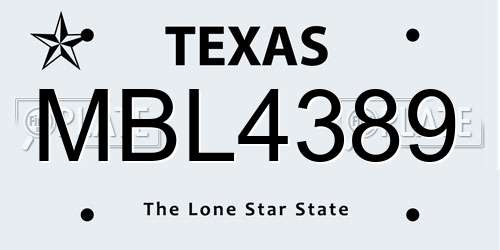 MBL4389 Texas License Plate