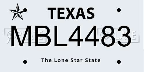 MBL4483 Texas License Plate