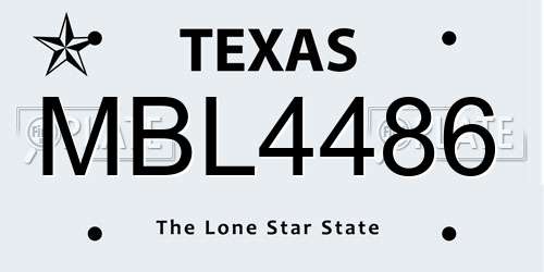 MBL4486 Texas License Plate