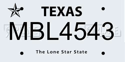 MBL4543 Texas License Plate