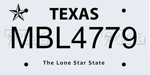 MBL4779 Texas License Plate
