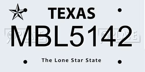 MBL5142 Texas License Plate