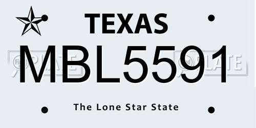 MBL5591 Texas License Plate