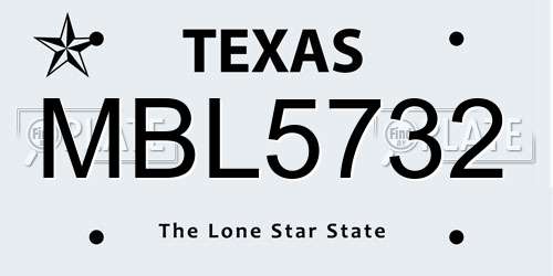 MBL5732 Texas License Plate