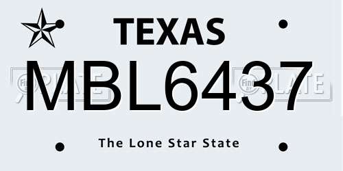 MBL6437 Texas License Plate
