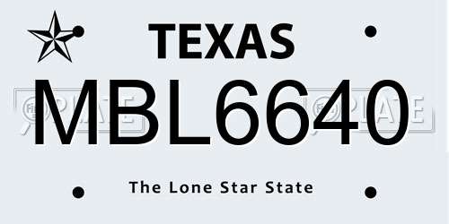 MBL6640 Texas License Plate