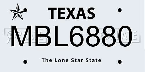 MBL6880 Texas License Plate