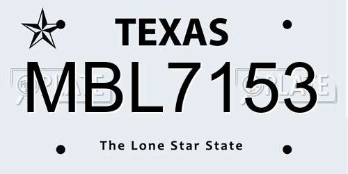 MBL7153 Texas License Plate