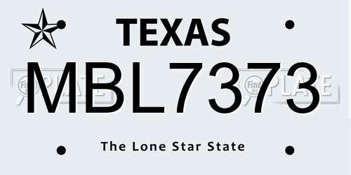 MBL7373 Texas License Plate