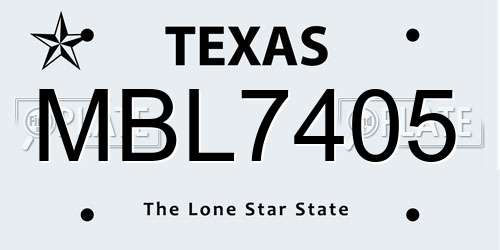 MBL7405 Texas License Plate