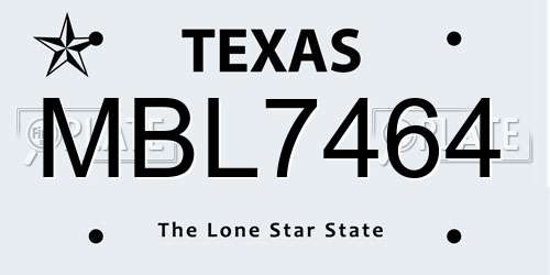 MBL7464 Texas License Plate
