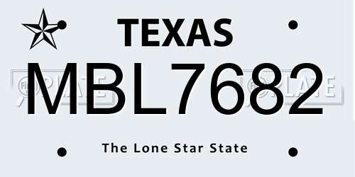 MBL7682 Texas License Plate