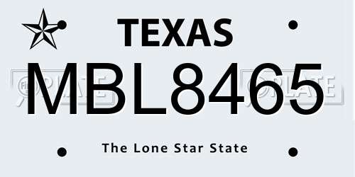 MBL8465 Texas License Plate