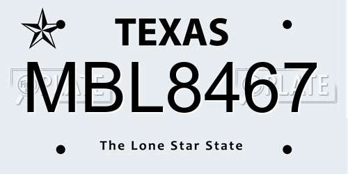 MBL8467 Texas License Plate