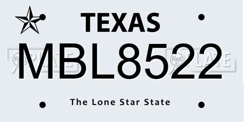 MBL8522 Texas License Plate