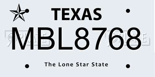 MBL8768 Texas License Plate