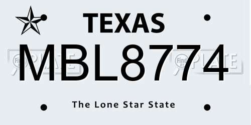 MBL8774 Texas License Plate
