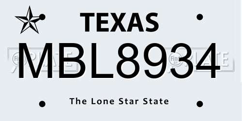 MBL8934 Texas License Plate