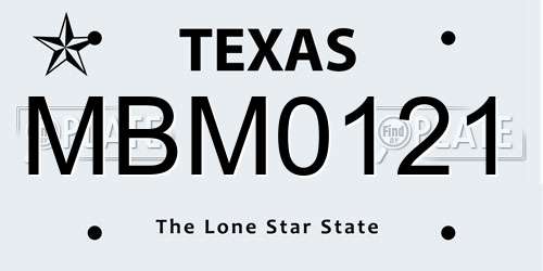 MBM0121 Texas License Plate