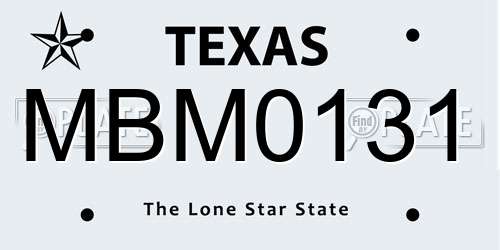 MBM0131 Texas License Plate