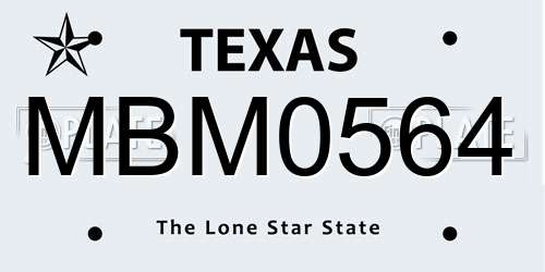 MBM0564 Texas License Plate