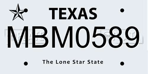MBM0589 Texas License Plate