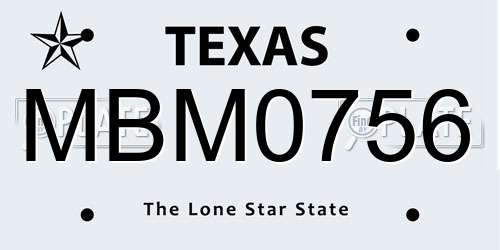 MBM0756 Texas License Plate