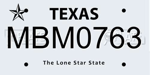 MBM0763 Texas License Plate