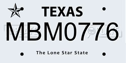 MBM0776 Texas License Plate