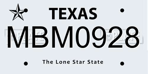 MBM0928 Texas License Plate