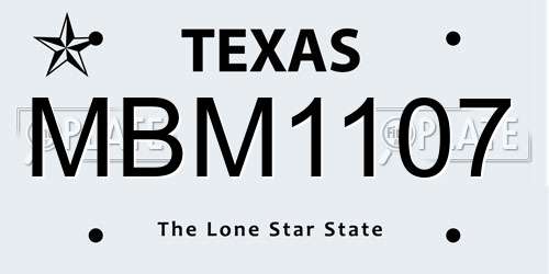 MBM1107 Texas License Plate