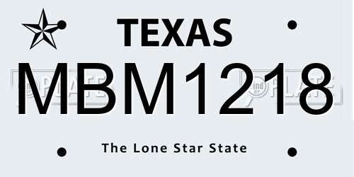 MBM1218 Texas License Plate