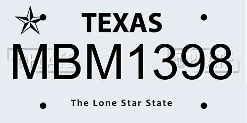 MBM1398 Texas License Plate