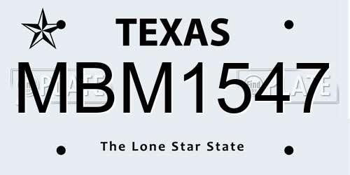 MBM1547 Texas License Plate